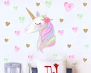 Rainbow Unicorn Wall Decal with Stars/ Love Hearts